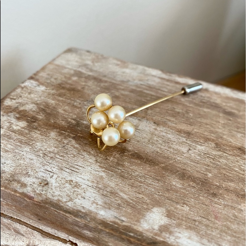 Vintage Pearl & Gold Hat Stick Pin